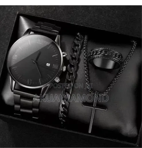 5 Pieces Men Watch Jewellery Set