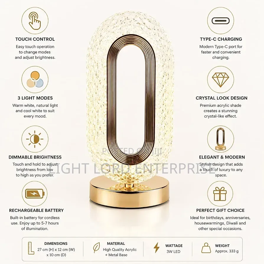 Glow Ur Space to Shine Table Lamp Chargeable