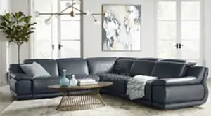 Daisley 5-PC. Leather "L" Shaped Sectional Sofa With 3 Power Recliners