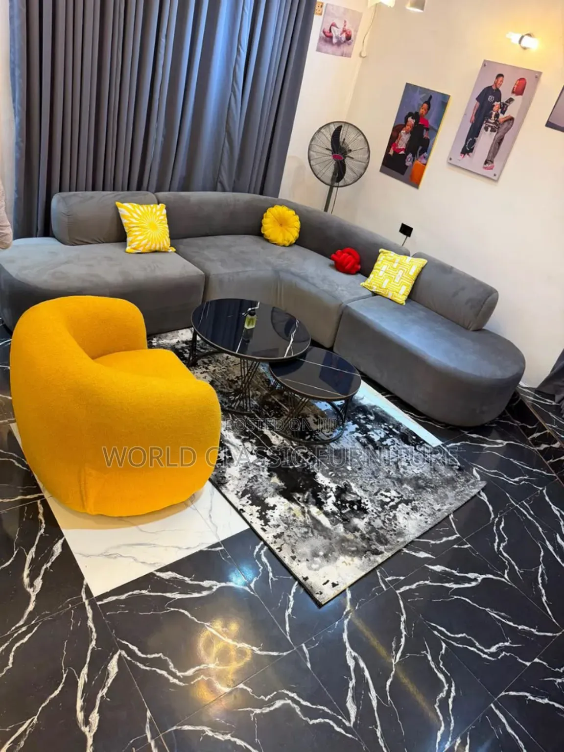 Luxury Yellow Barrel Accent Chair for Sale