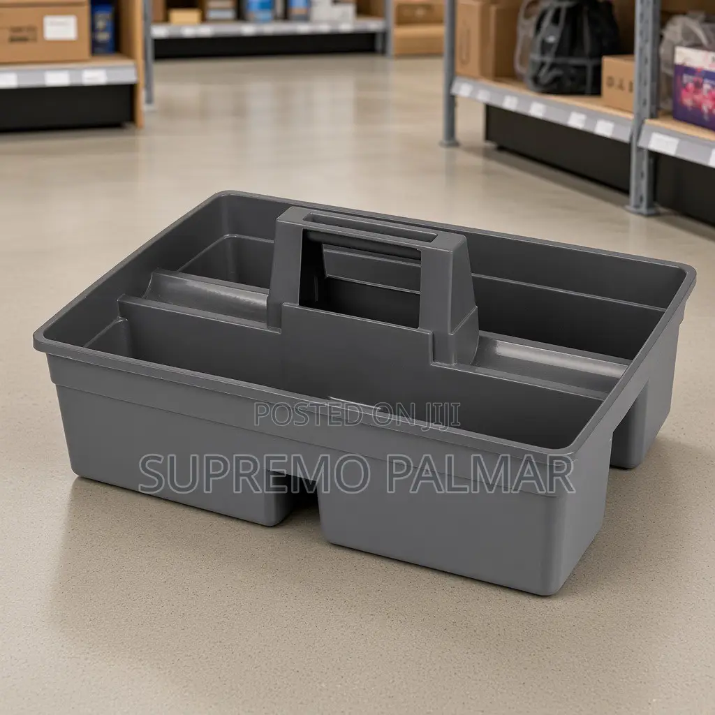 Grey Cleaning Caddy – Multi-Compartment Tool Carry Basket Tray