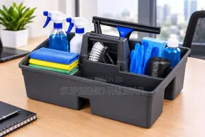 Grey Cleaning Caddy – Multi-Compartment Tool Carry Basket Tray