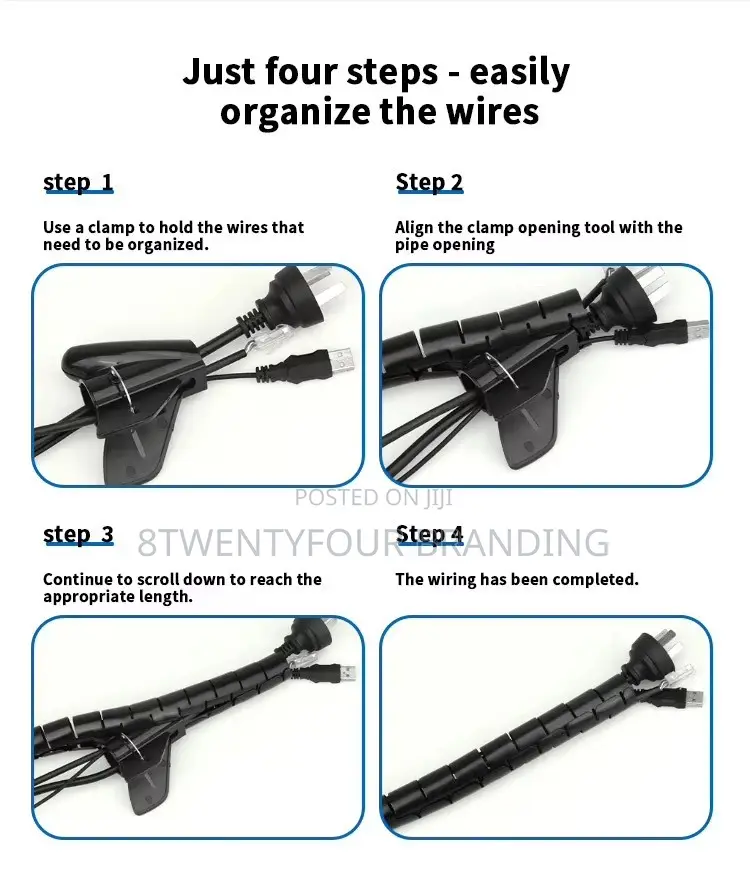 Spiral Cable Wrap (Cable Organiser 2.2cm 2.8cm Round)