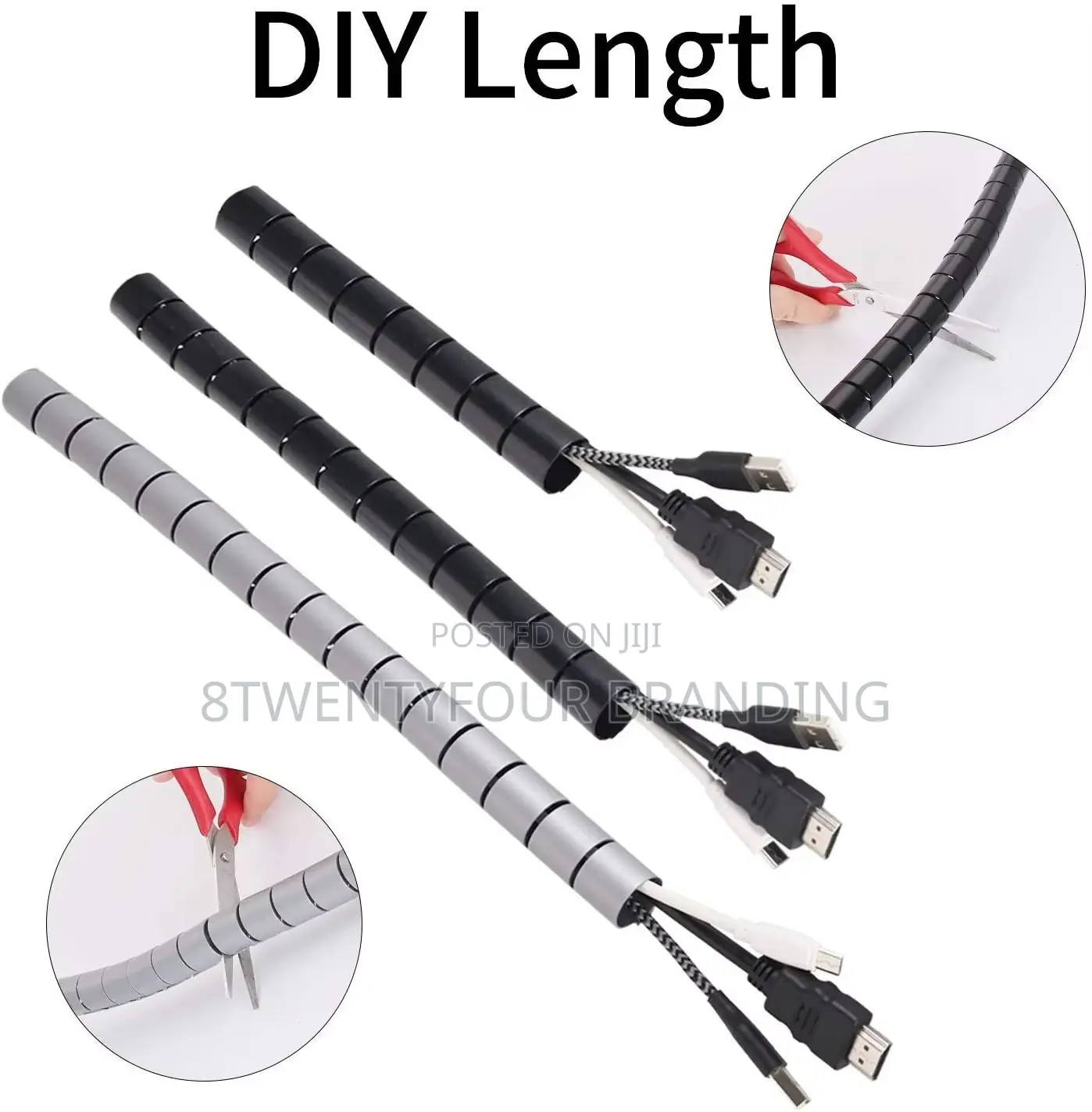 Spiral Cable Wrap (Cable Organiser 2.2cm 2.8cm Round)