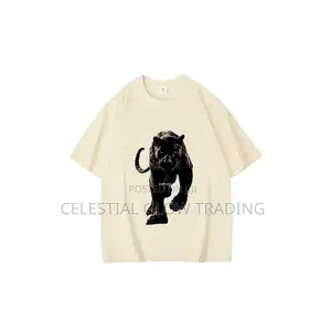 White Panther Graphic Print T‐Shirt – Casual Crew Neck Tee