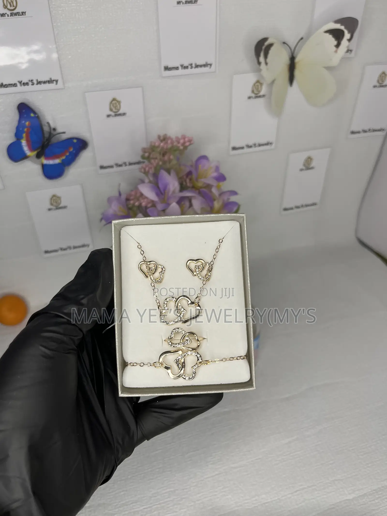 Romantic Entwined Double Heart (Necklace, Earrings, Bracelet Ring)