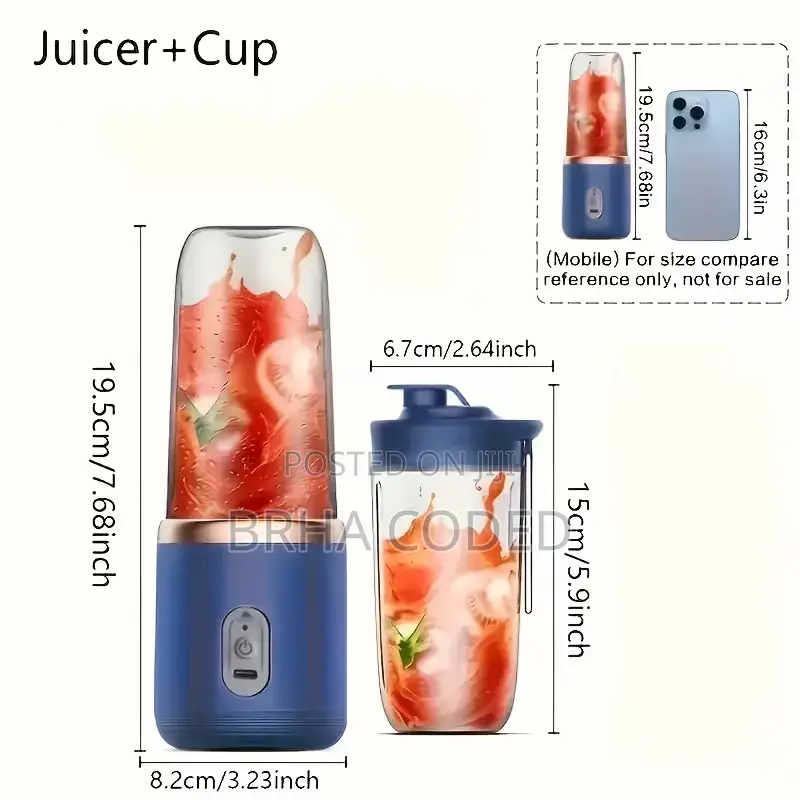 Portable Rechargeable 6-Blade Electric Juicer Blender