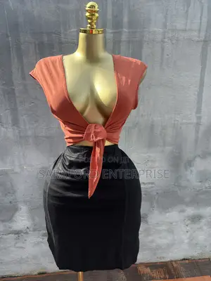 Windsor Tan Tie Top and Skirt Combo