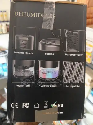Portable 360° Airflow Mini Dehumidifier With 7-Color LED Light