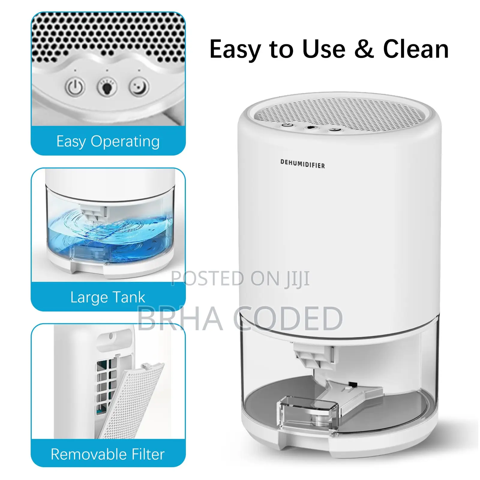 Portable 360° Airflow Mini Dehumidifier With 7-Color LED Light