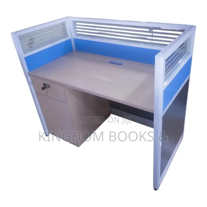 Modern 1-Seater Office Workstation Desk With Divider and Drawer