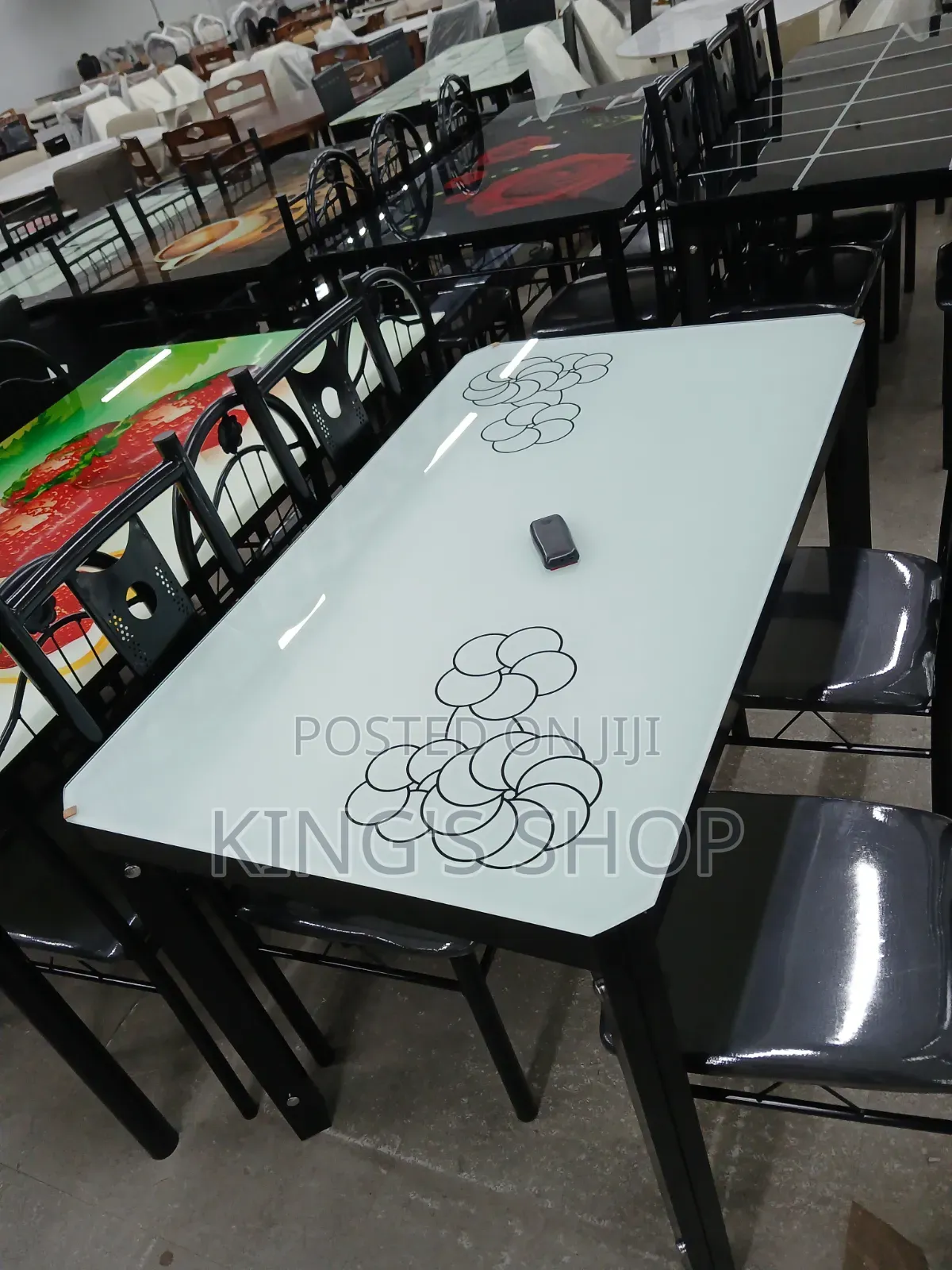 Glass 4 Chairs Dining Table