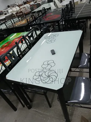 Glass 4 Chairs Dining Table