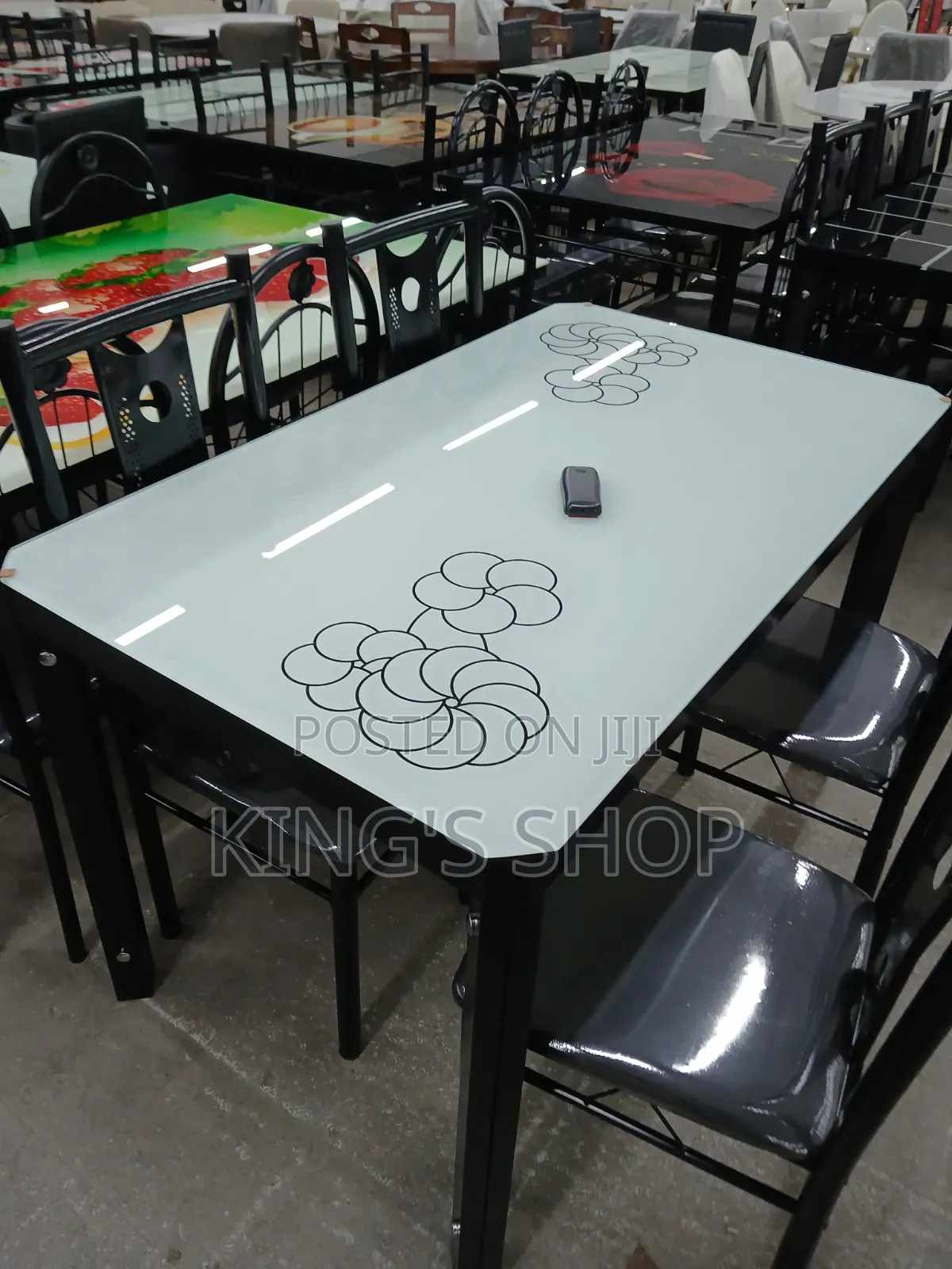 Glass 4 Chairs Dining Table