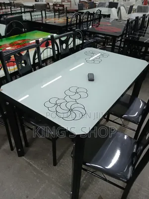 Glass 4 Chairs Dining Table