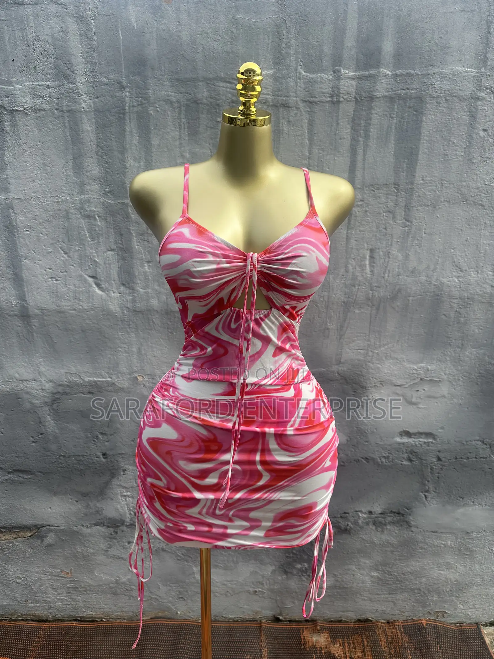 Pretty Red White Multicoloured Dress