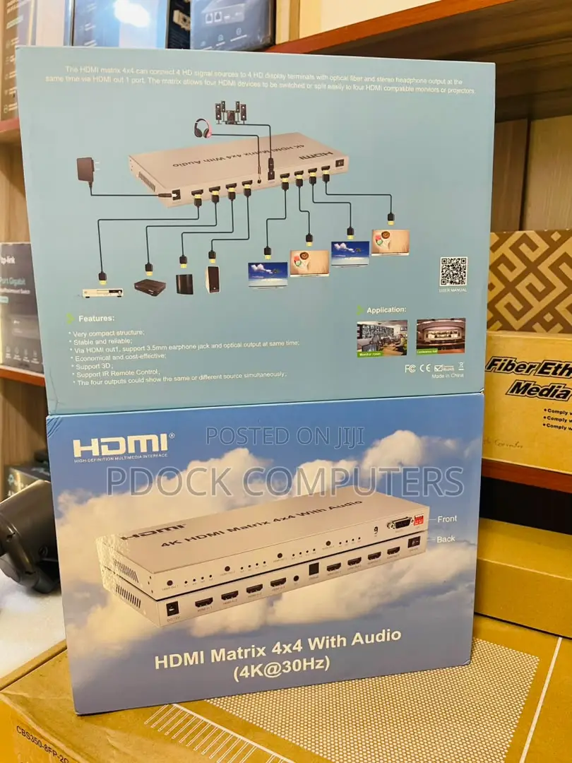 HDMI 2.0 Matrix 4x4 Splitter Switch 4 Devices 4 With Audio Output