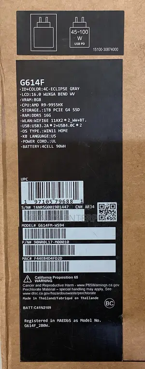 New Laptop Asus ROG Strix G16 16GB AMD Ryzen 9 SSD 1T