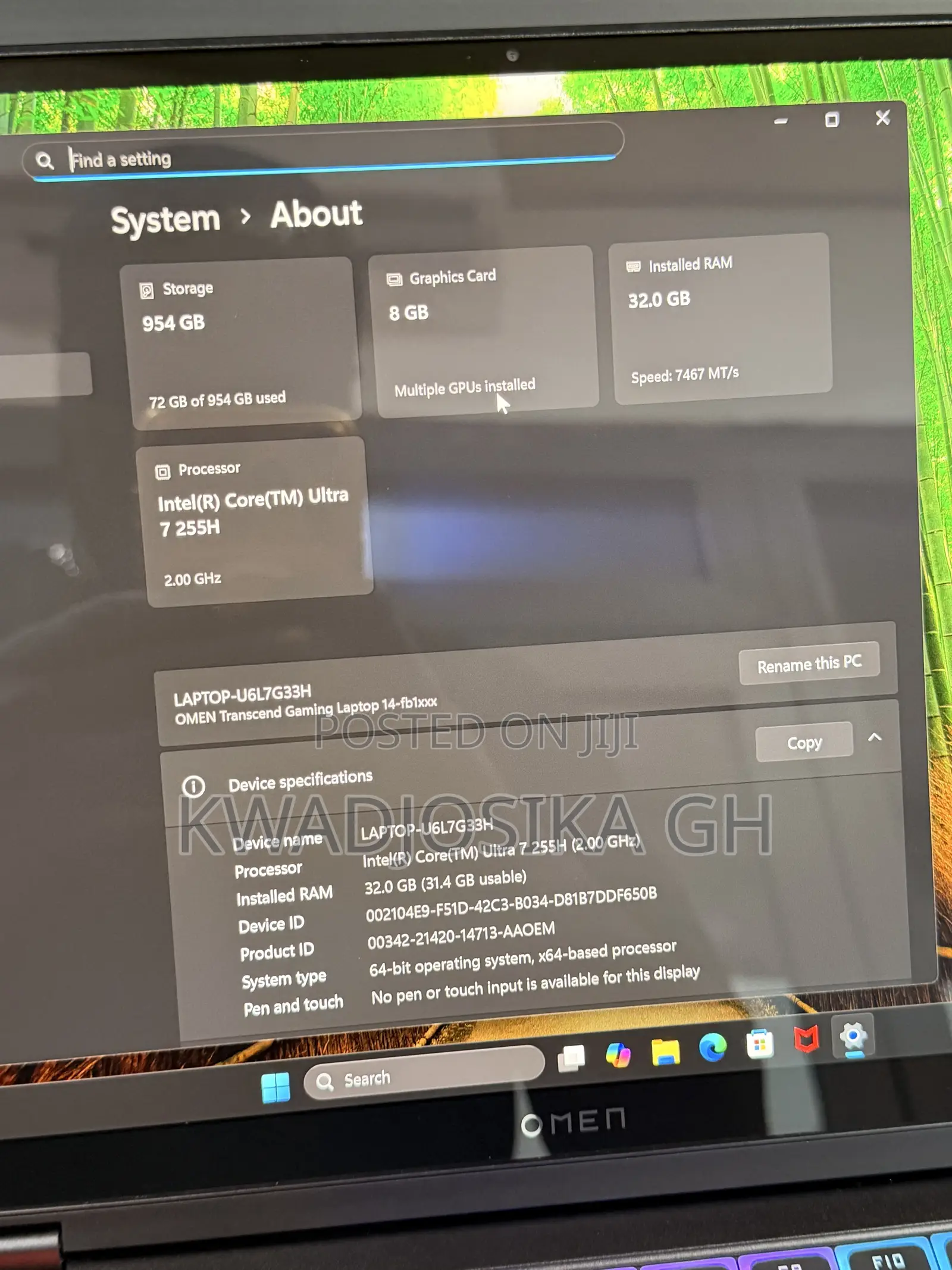 Laptop HP Omen Transcend 14-fb0023dx 32GB Intel Core Ultra 7 SSD 1T