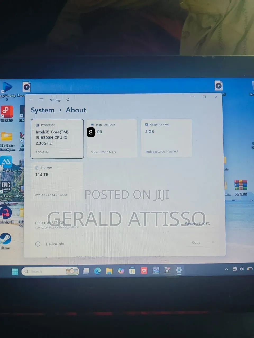 Laptop Asus TUF Gaming FX504 8GB Intel Core i5 HDD+SSD 1T