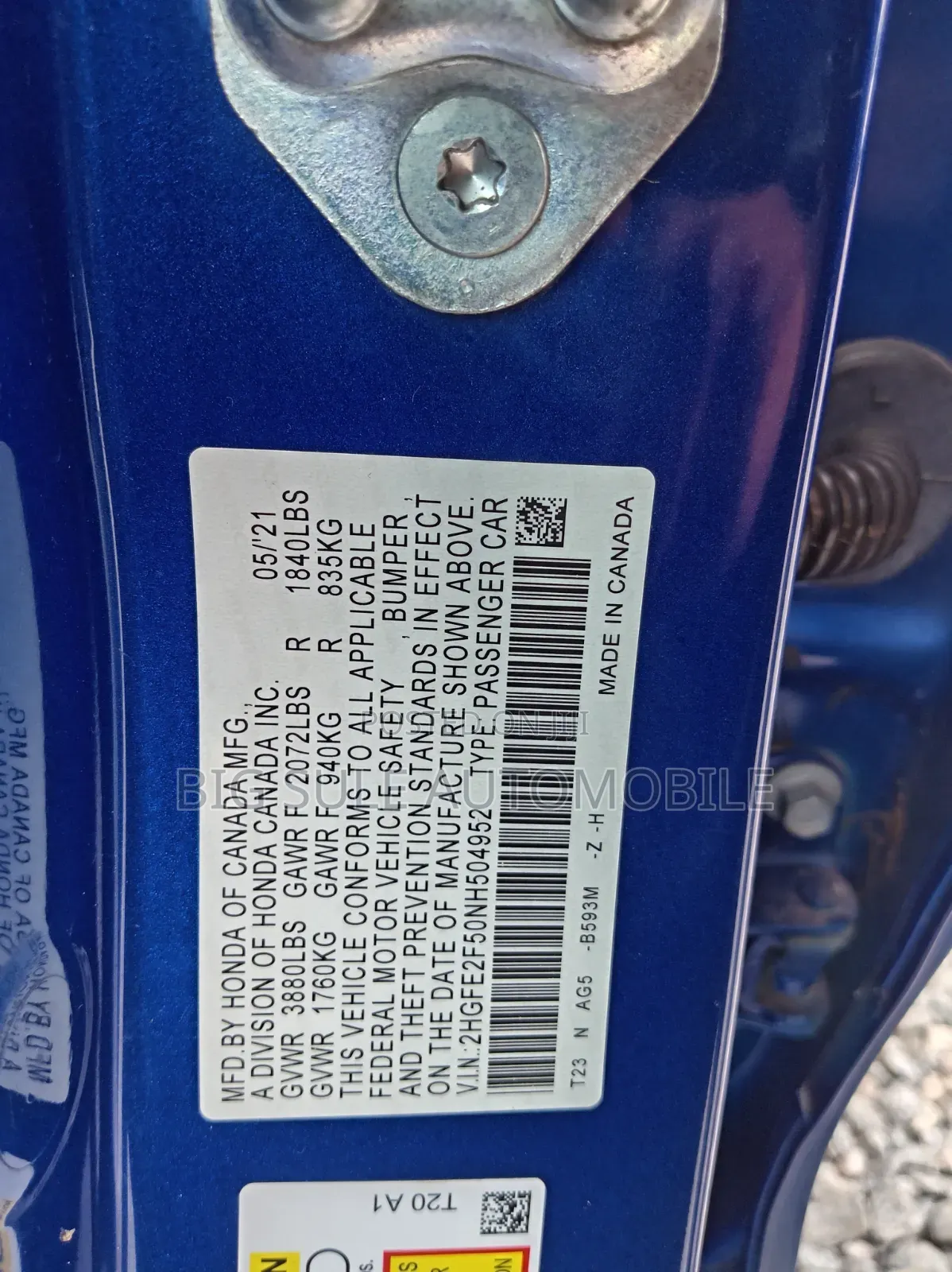 Honda Civic Sport 2022 Blue