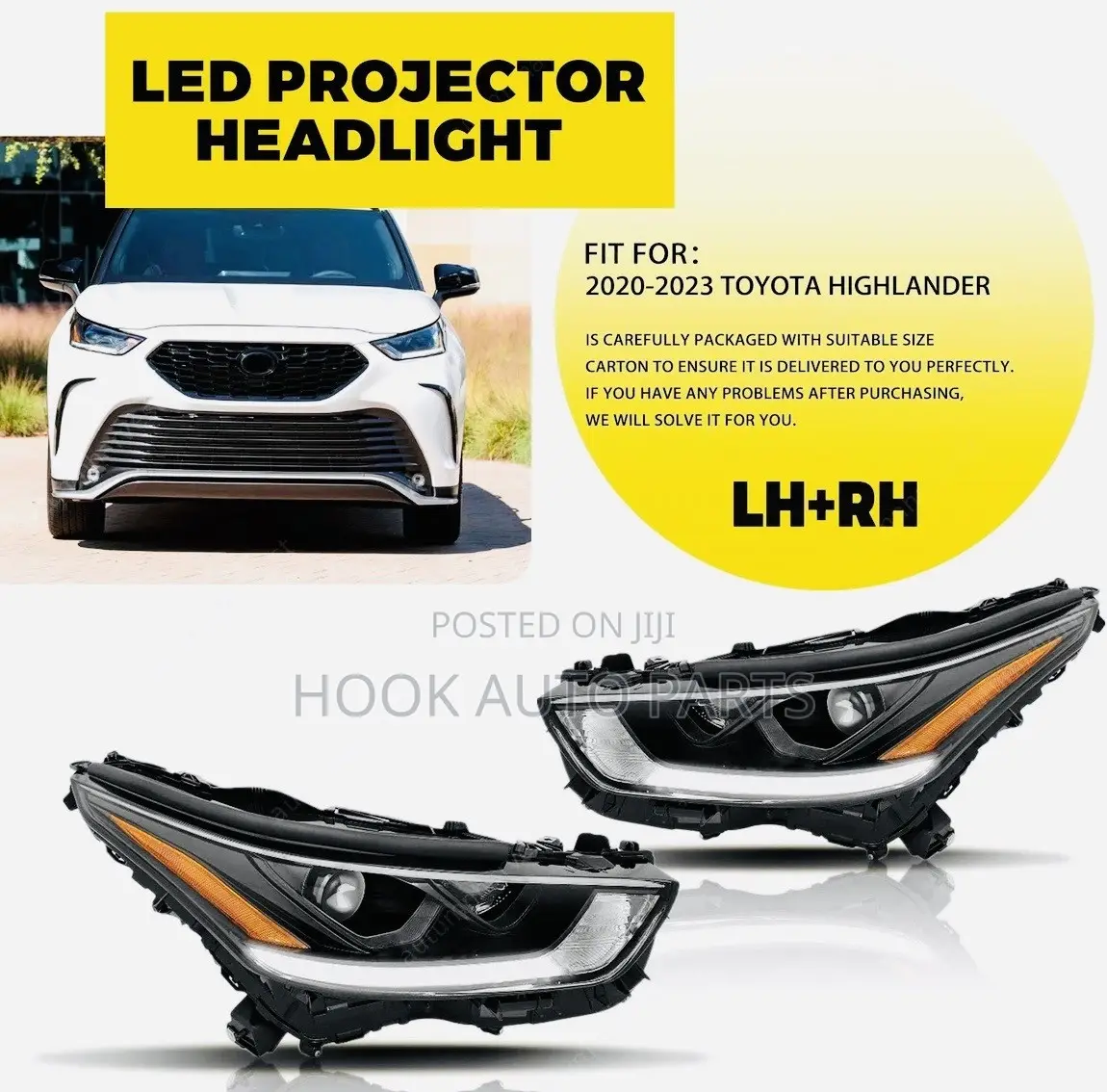 Toyota Highlander 2020, 2021, 2022, 2023, 2024 Headlights LED