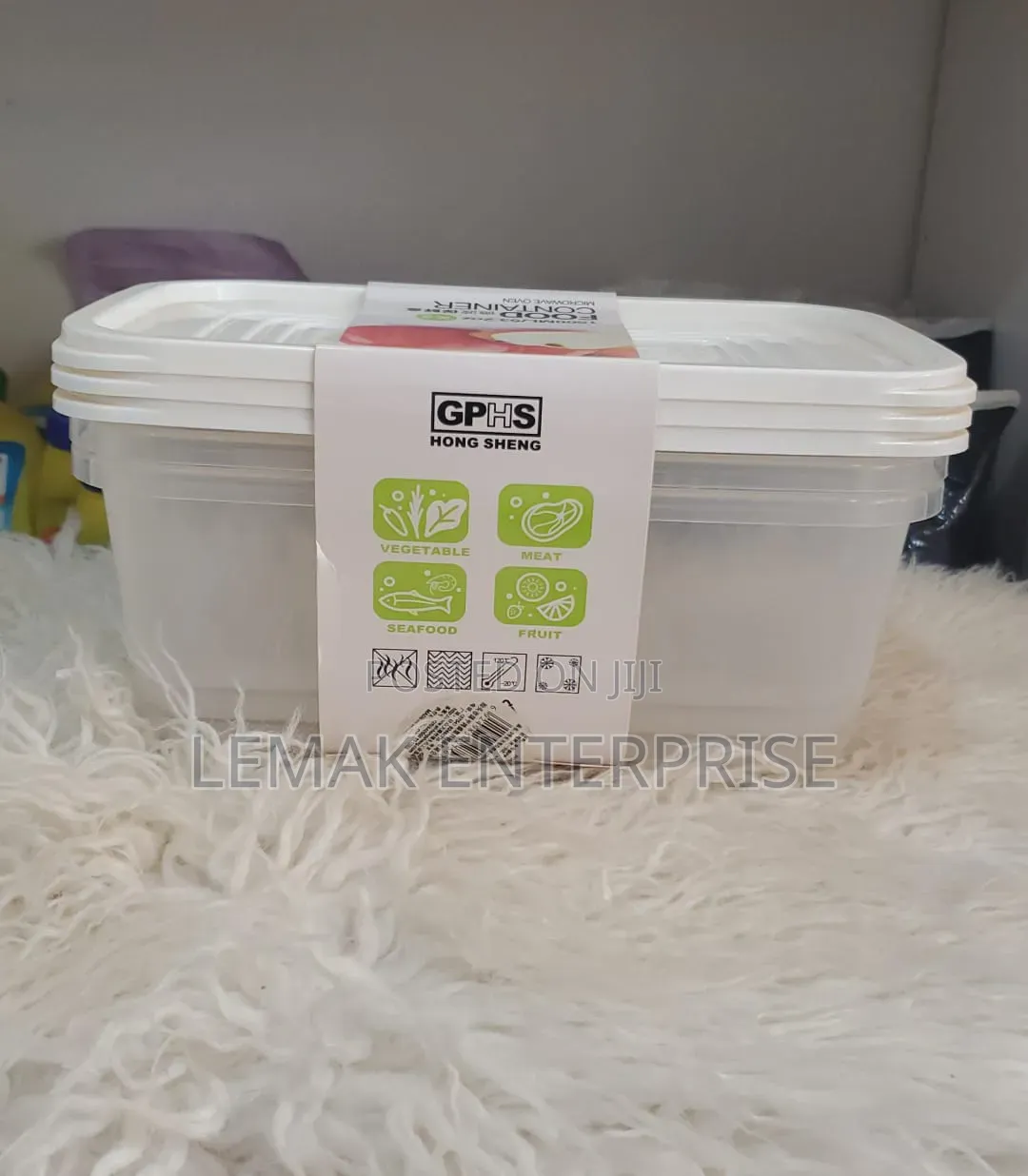 3-Piece Set of 1500ml Plastic Microwave-Safe Food Storage Containers.