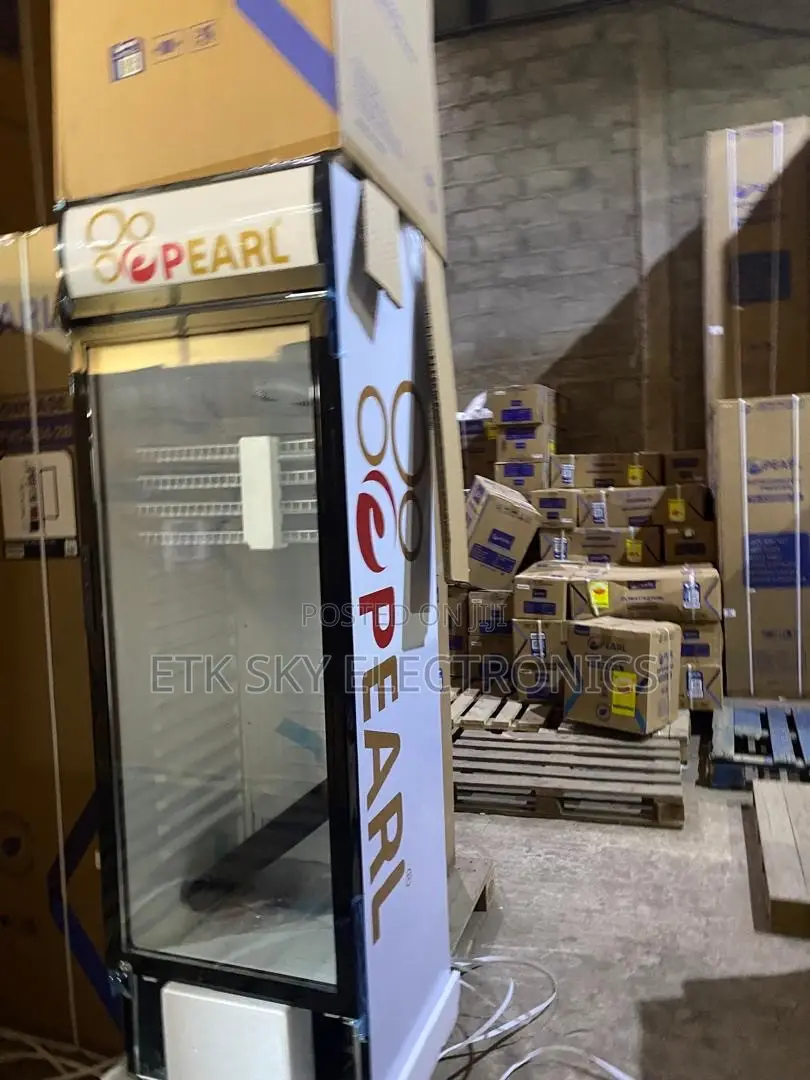 Pearl 330L Double-Door Glass Display Fridge