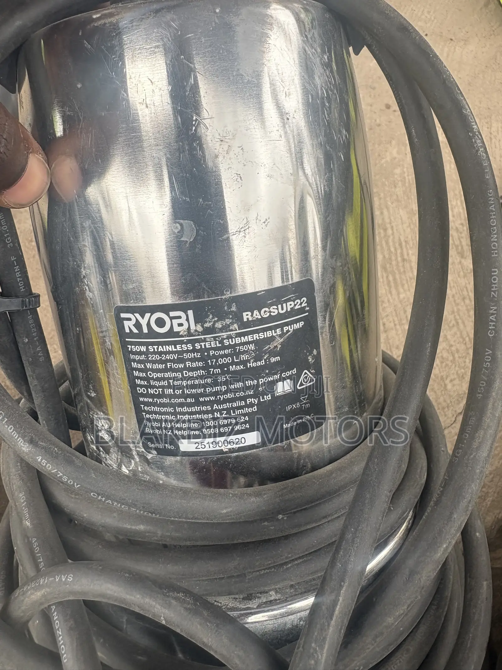 Ryobi 750W Stainless Steel Submersible Water Pump