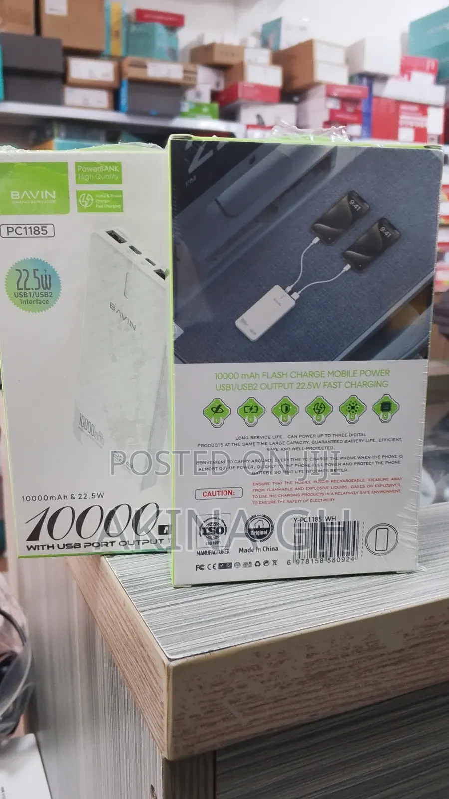 Bavin Fast Charging Power Bank 10000MAH With USB Port 22.5w