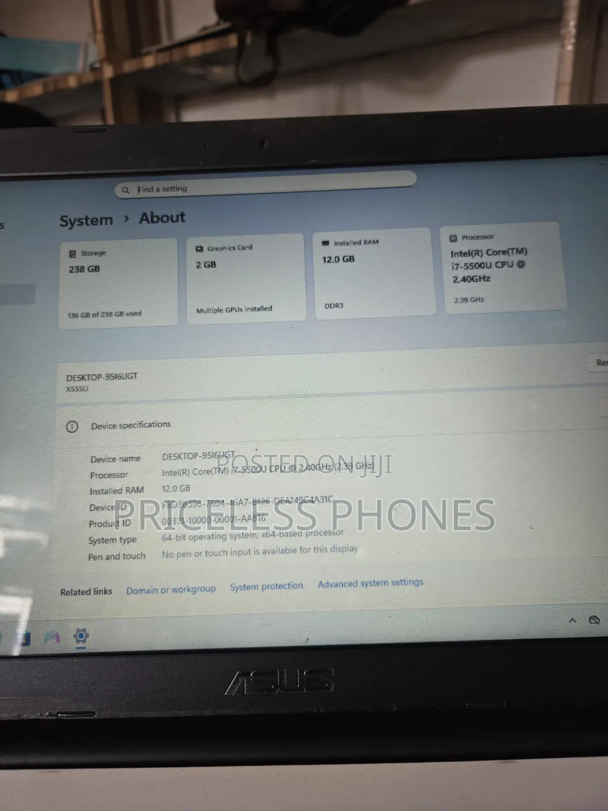 Laptop Asus X555LA 12GB Intel Core i7 SSD 256GB