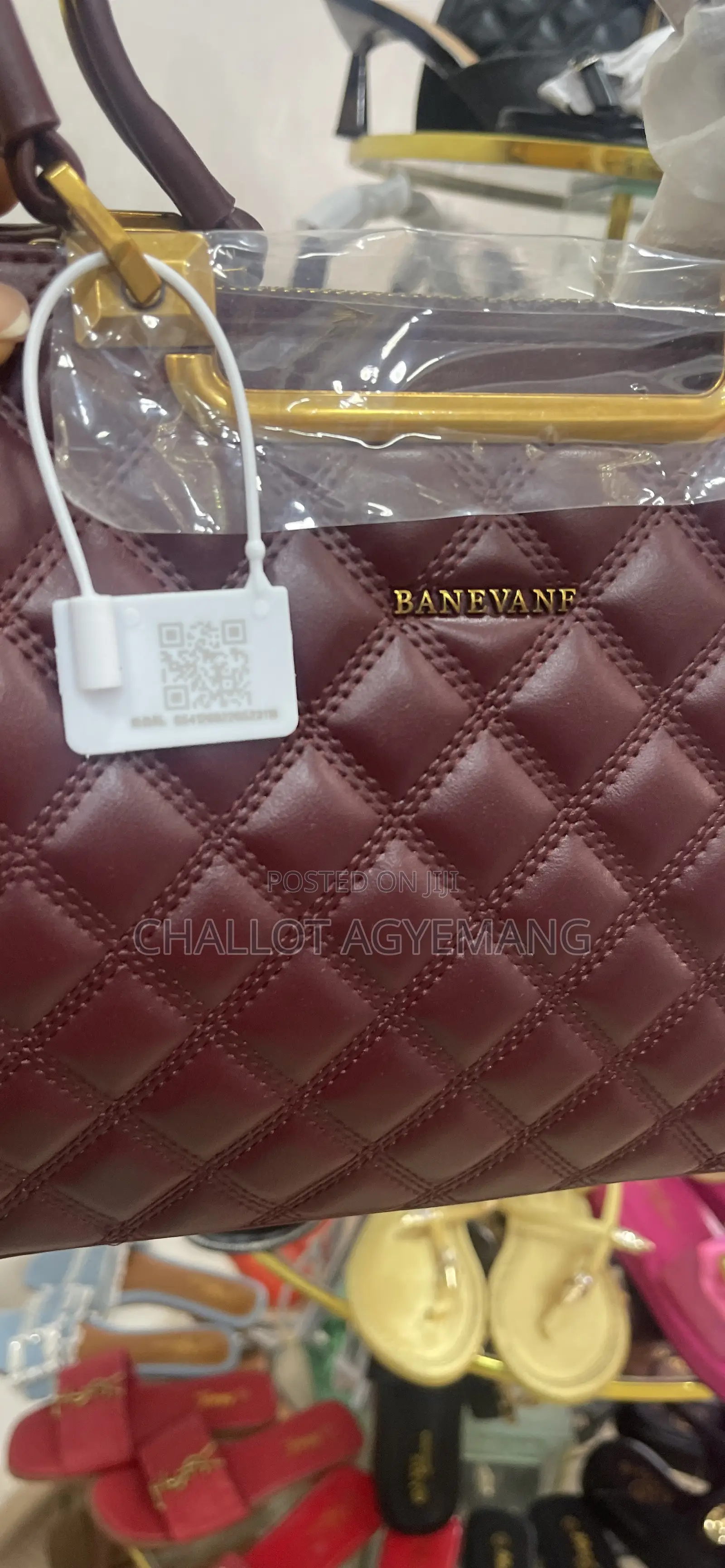 Luxury Quilted Ladies Handbag - Wine