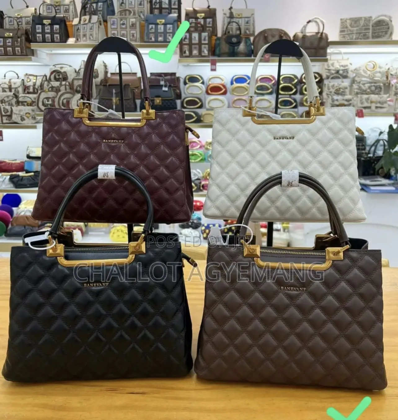 Luxury Quilted Ladies Handbag - Wine