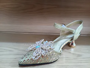 Gold Glitter Flower Heels