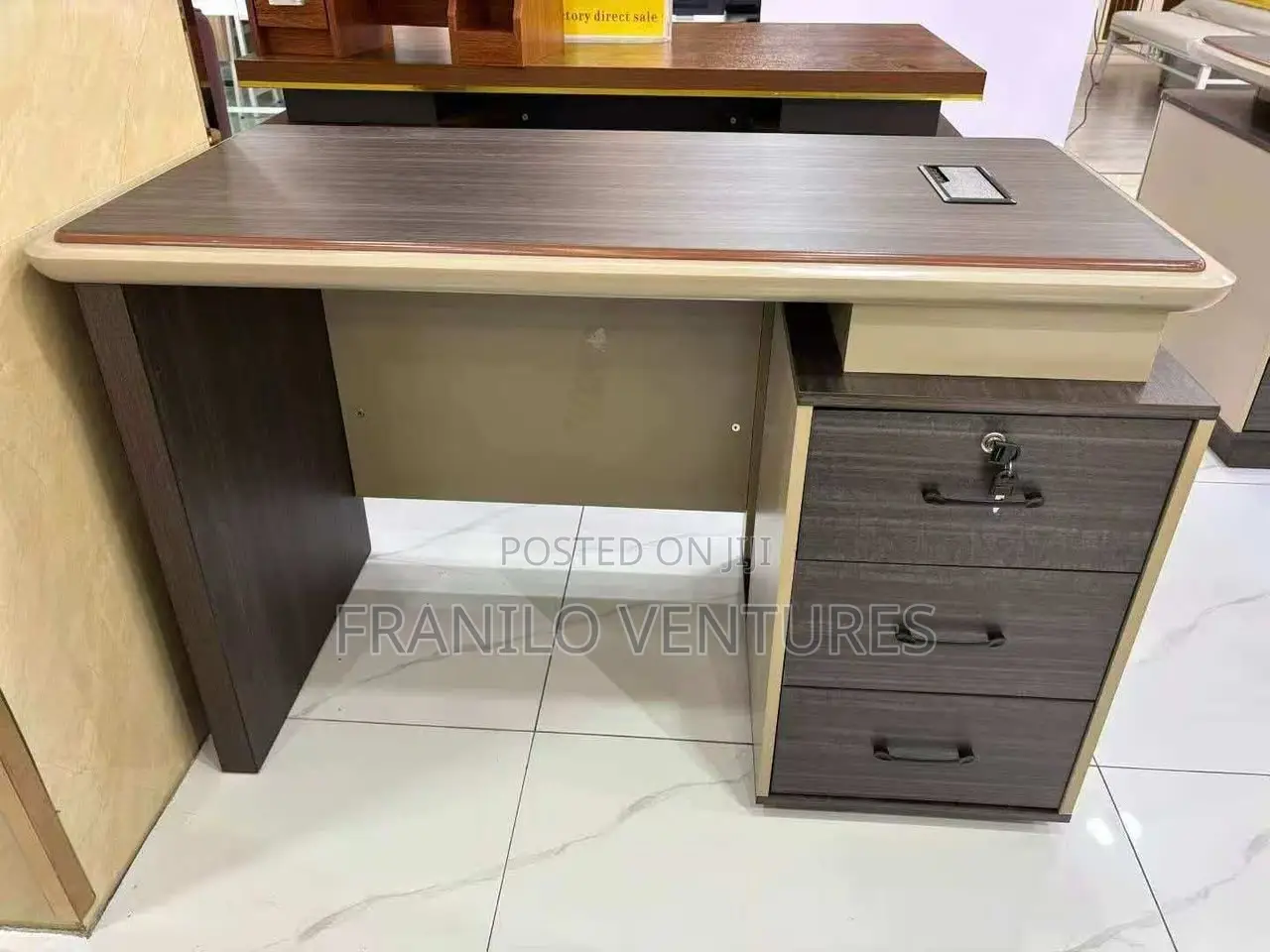 Modern Desk With Attached Drawers