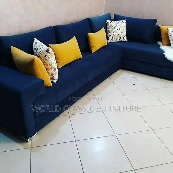 Luxury Navy Blue L-Shaped Sectional Sofa for Sale