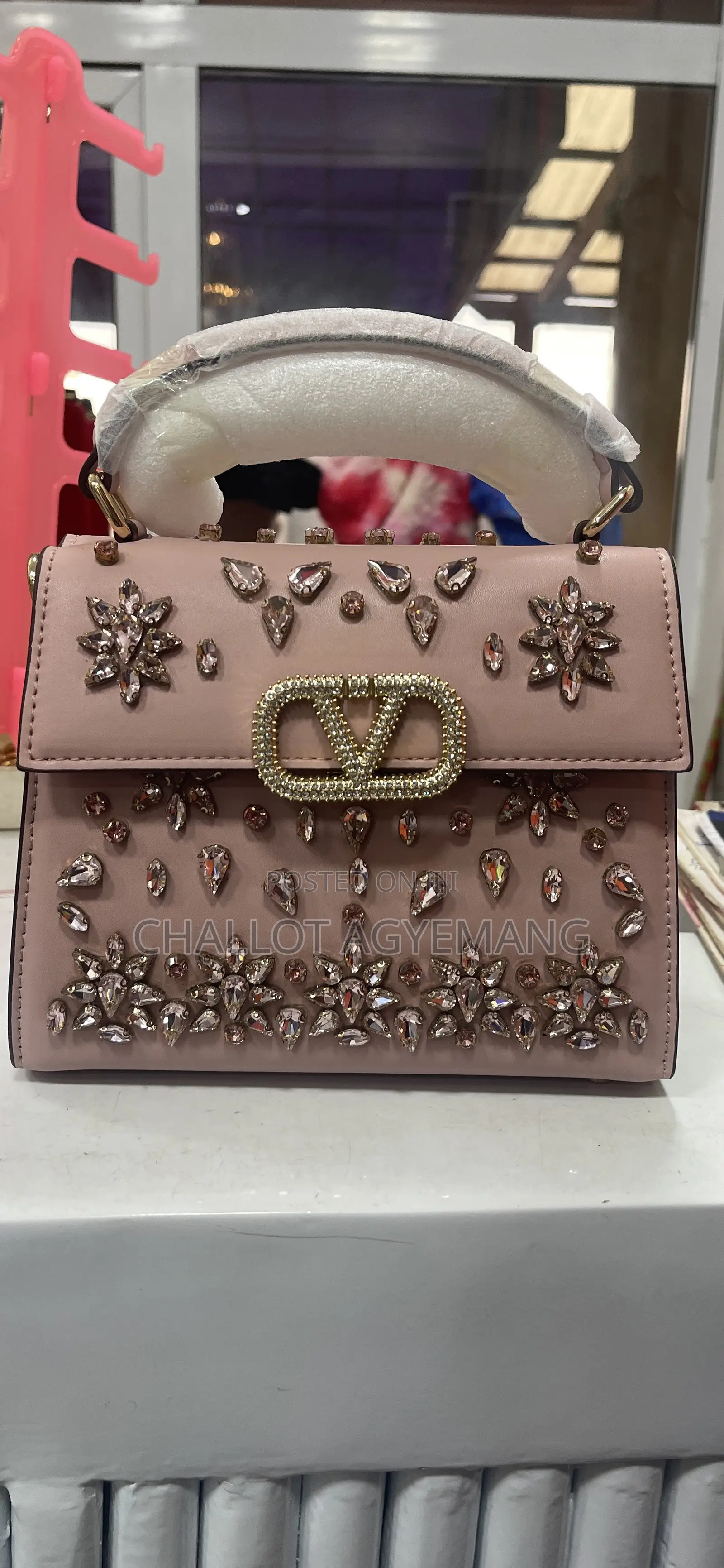 Luxury Quilted Ladies Handbag - Pink