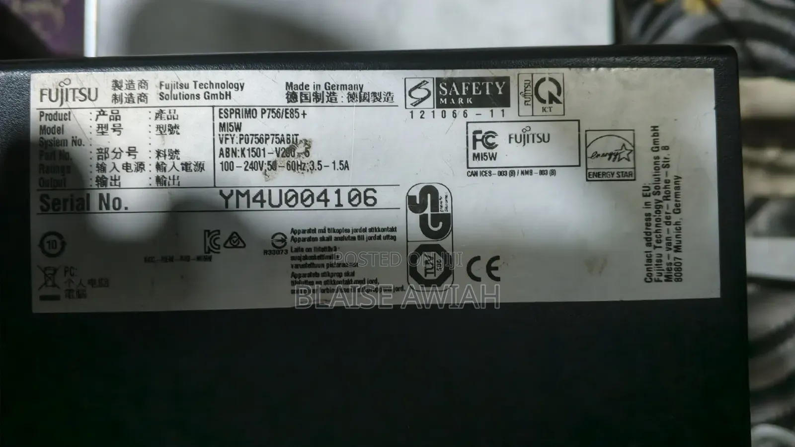 Desktop Computer Fujitsu Esprimo P757/E85+ 8GB Intel Core i7 SSD 256GB