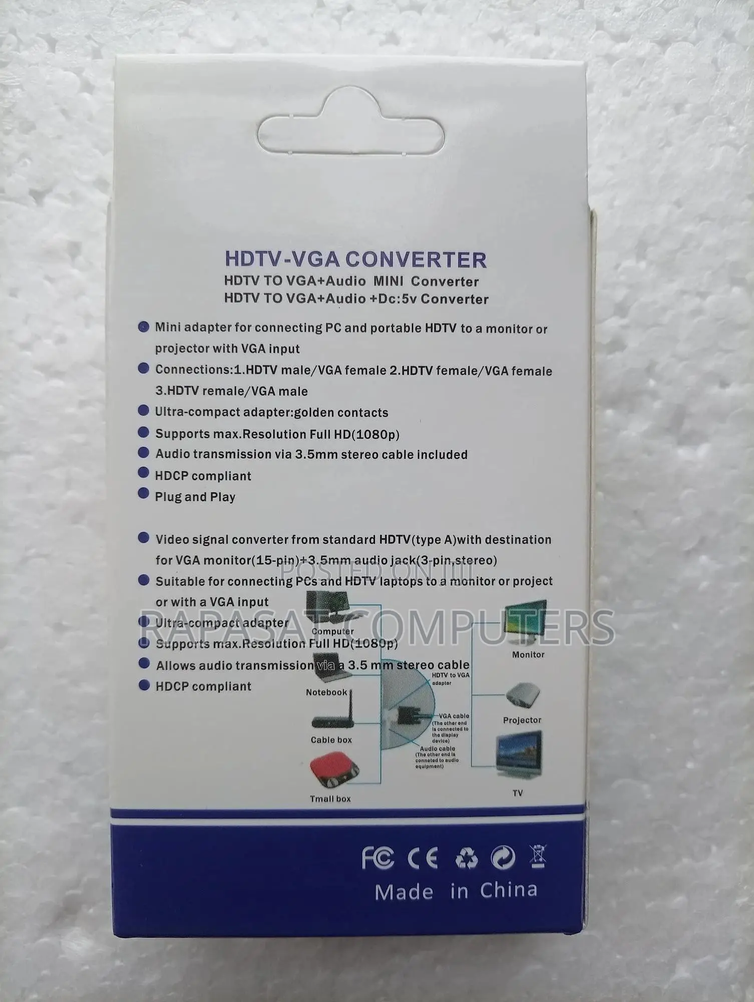 Hdmi Female Input to Vga Male Output Adapter