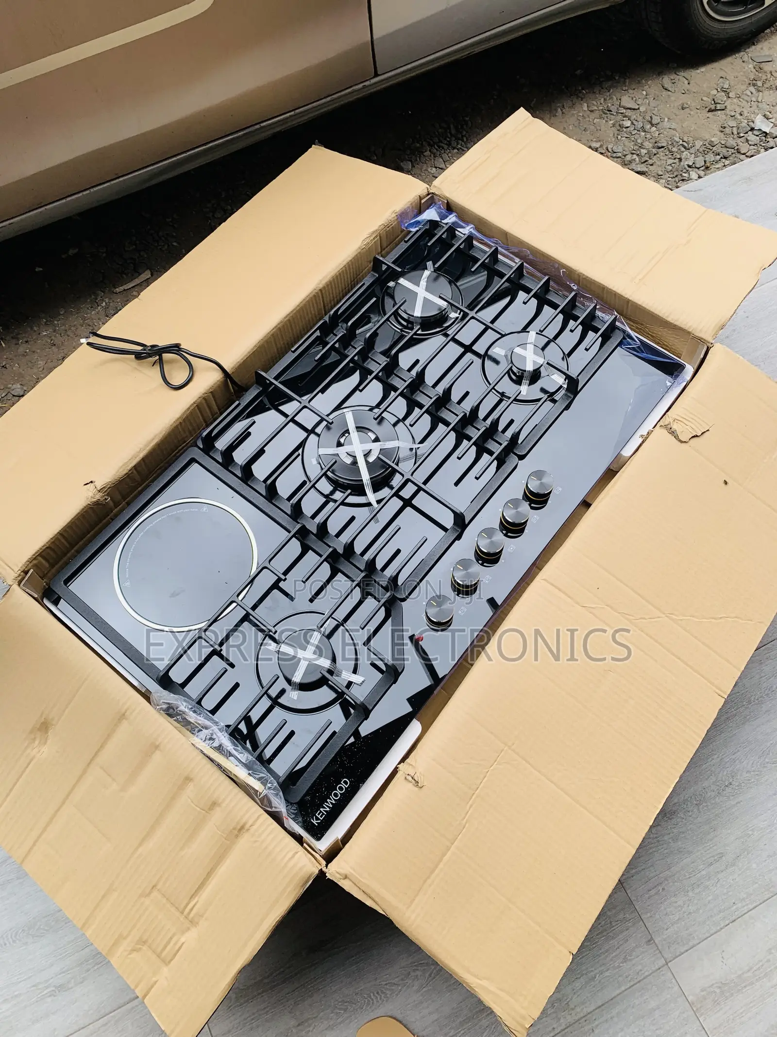 Newly in Box Kenwood 90cm Tempered Glass 4 Gas + 1 Electric Black