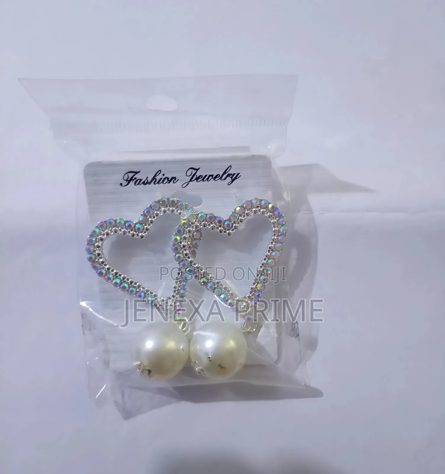 Sparkling Heart Pearl Drop Earrings