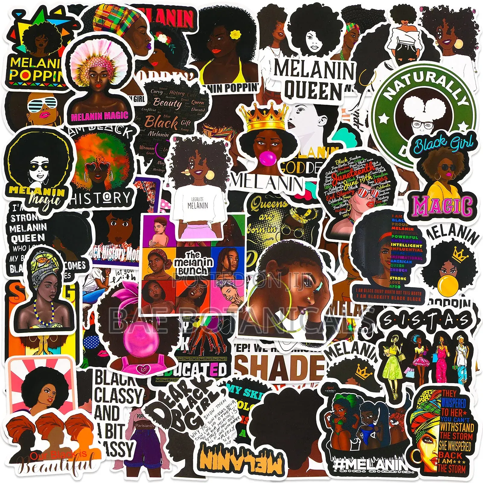 Melanin Theme Aesthetic Stickers for Bundles and Gift Sets