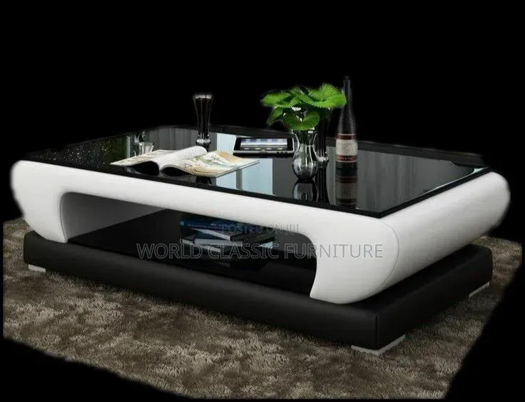Modern Luxury Glass-Top 2-Tier Coffee Table