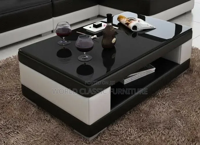 Modern Luxury Glass-Top 2-Tier Coffee Table