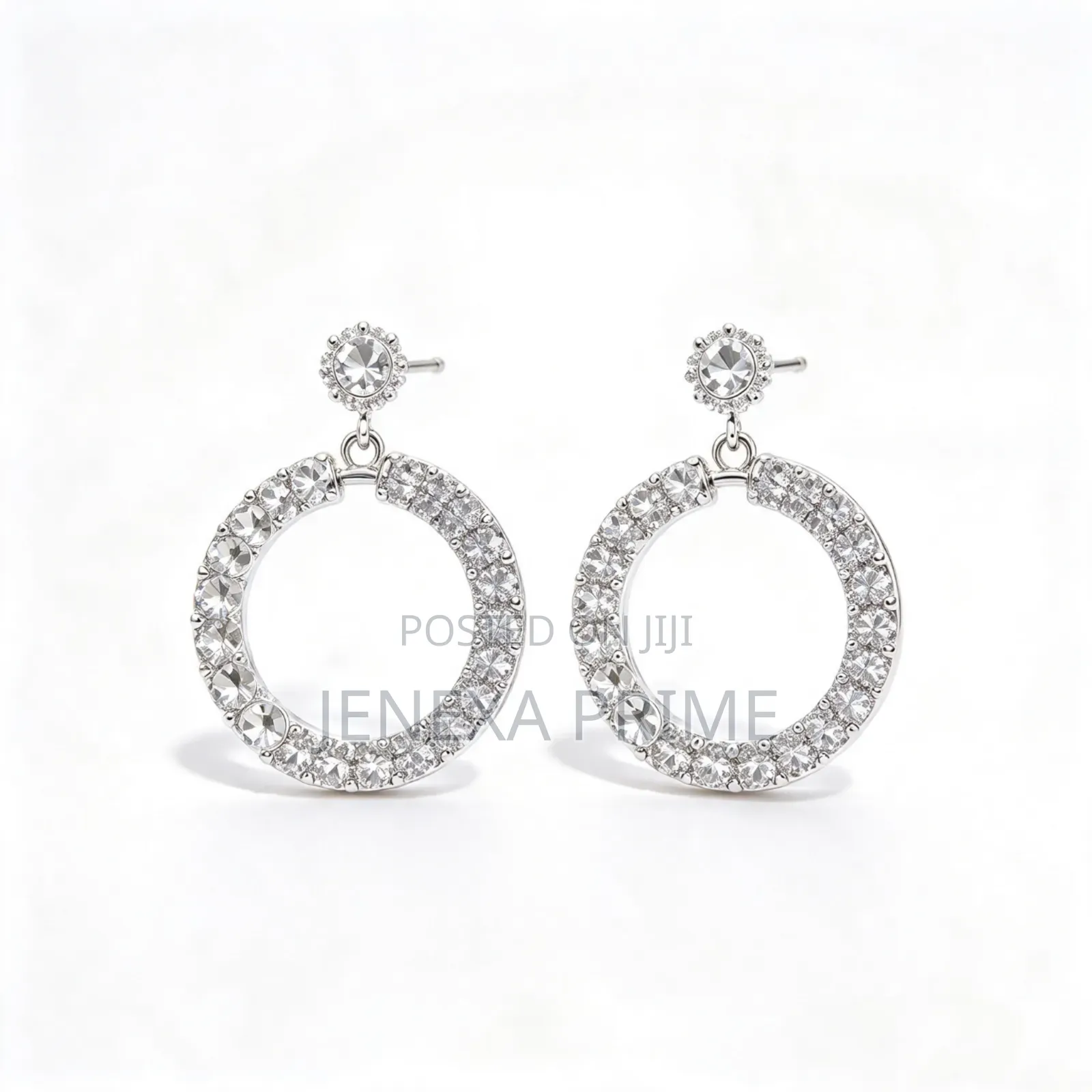 Shiny Crystal Round Hoop Earrings