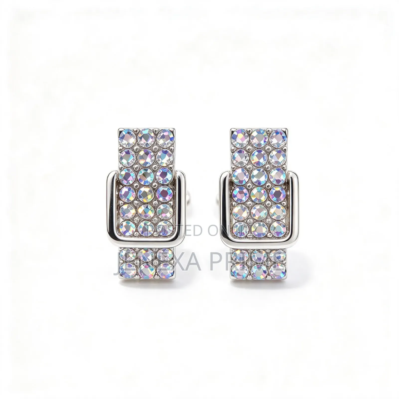 Iridescent Rectangle Stud Earrings