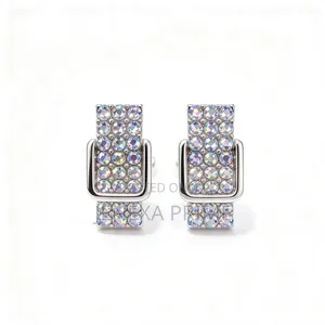 Iridescent Rectangle Stud Earrings