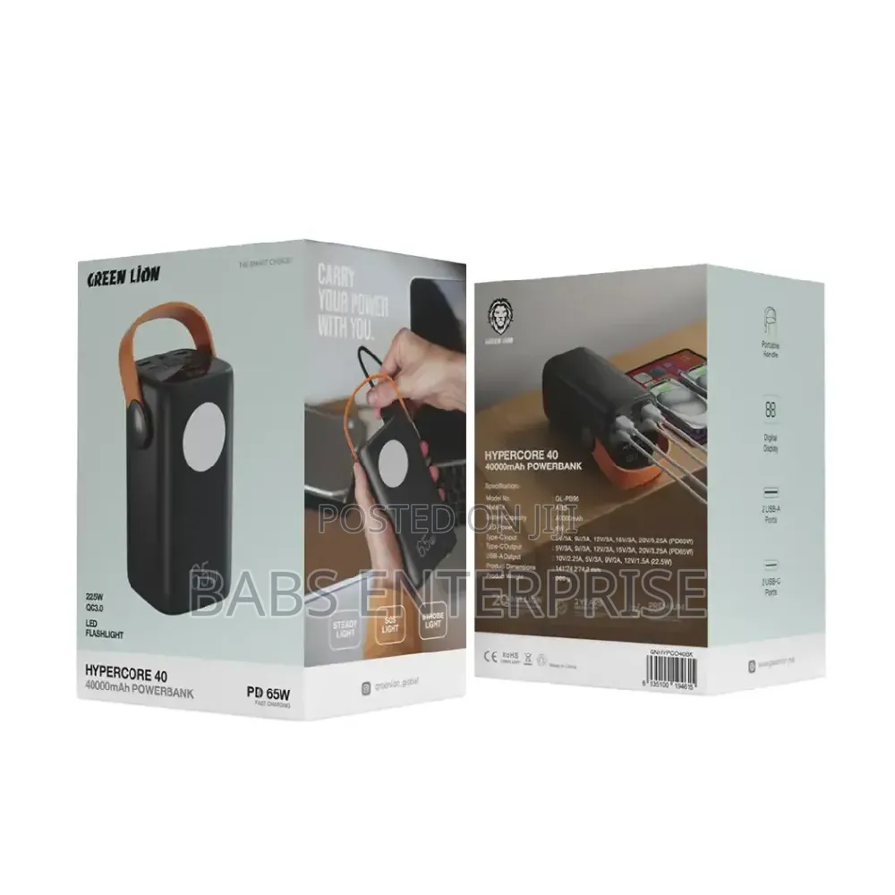 Green Lion Hyper Core 40 Power Bank 40000mAh – Black