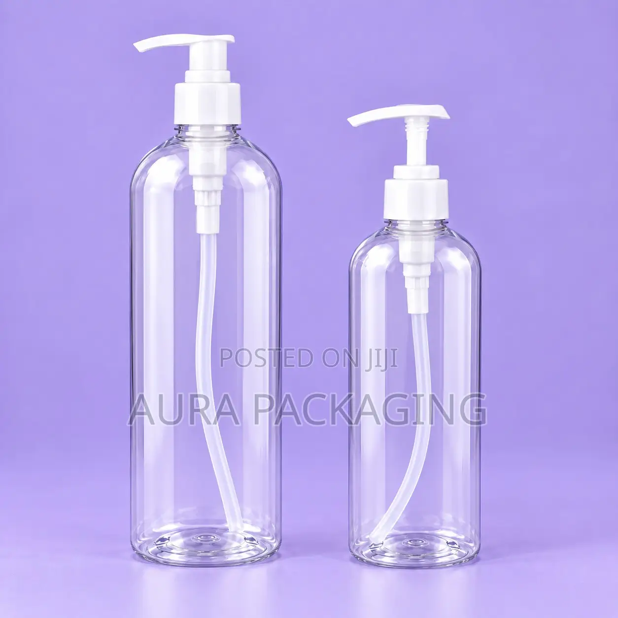 Clear Lotion and Shampoo Bottles With White Pump