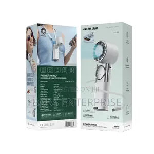 Green Lion Power Wind Handheld Fan With Power Bank- White